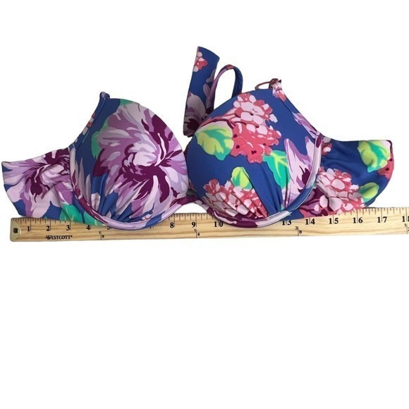 Aerie Womens Multicolored‎ Floral Push Up Tie Bikini Top Size 36 C - Picture 3 of 5
